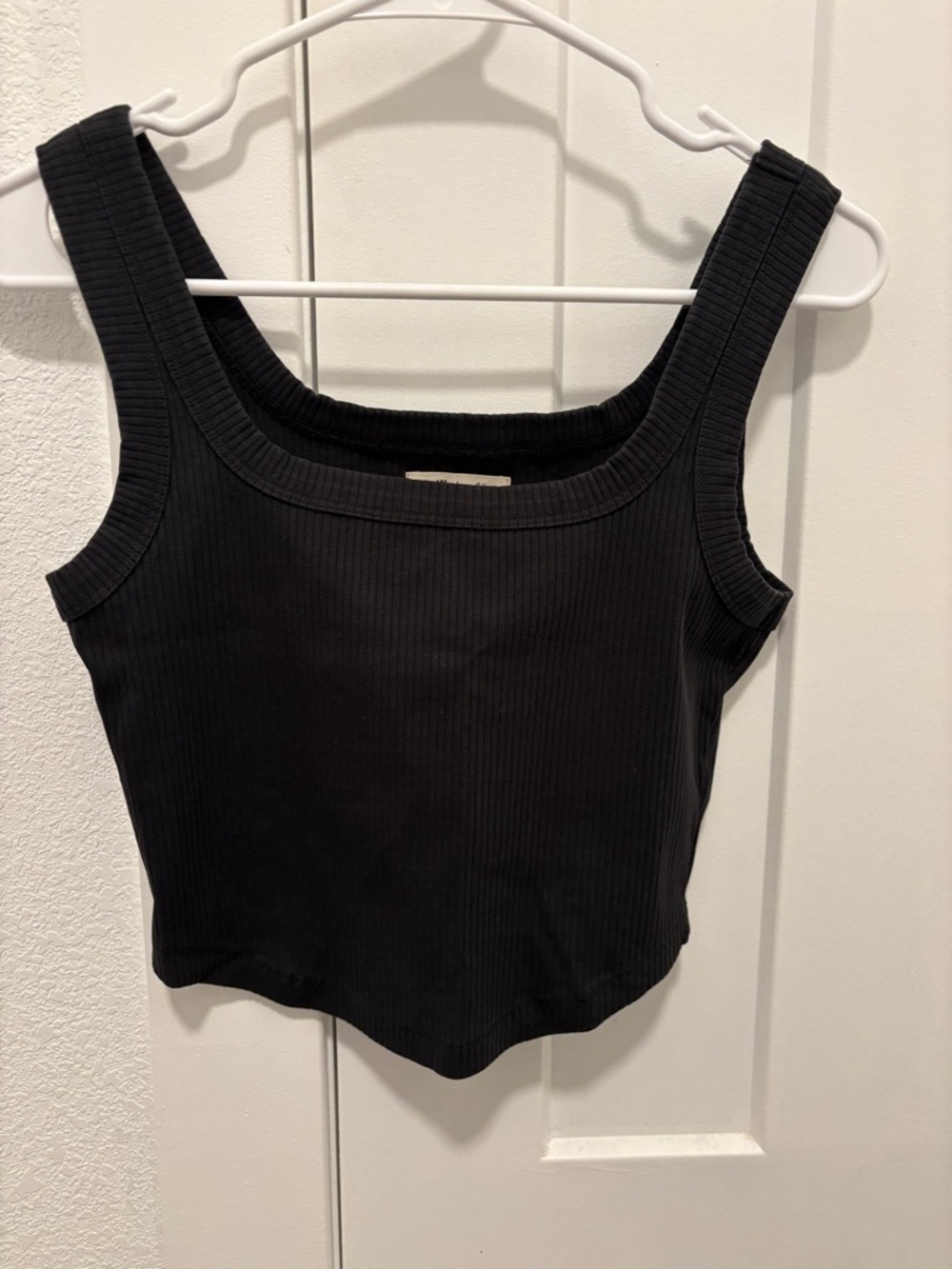 Madewell Cropped Black Ribbed Top